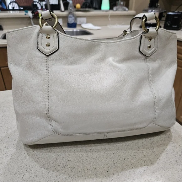 COACH Leather Handbag, Off White Coach Large Bag - Picture 3 of 8
